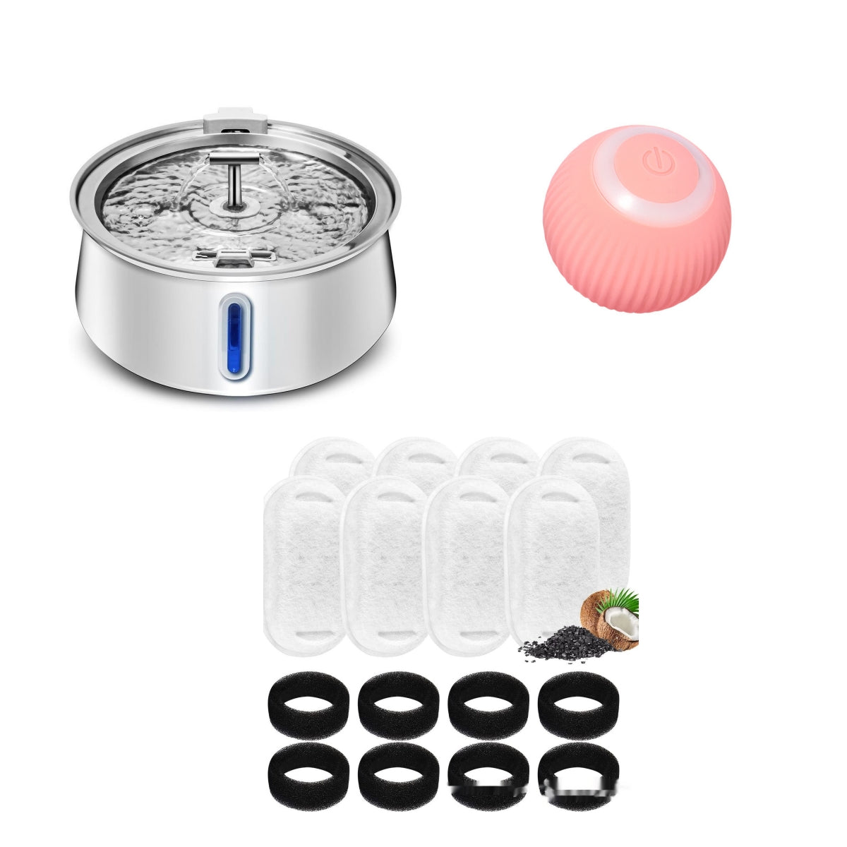 KFX-1016893 4L Stainless Steel Pet Water Dispenser with Window for Dogs and Cats