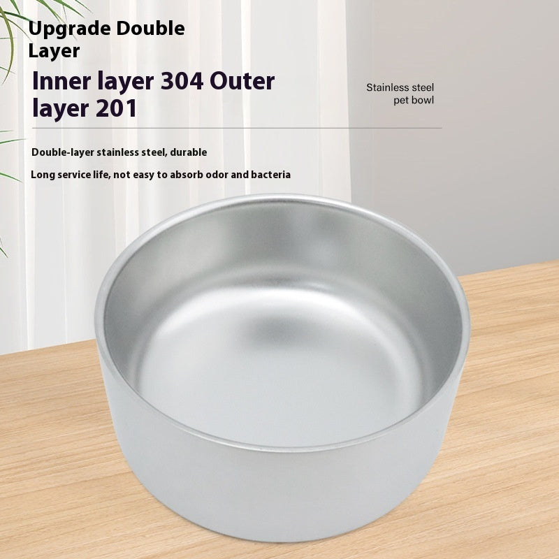 KFX-1017021 Double-Layer 304 Stainless Steel Pet Bowl in Multiple Colors for Cats