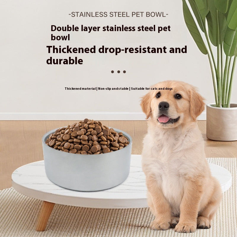 KFX-1017021 Double-Layer 304 Stainless Steel Pet Bowl in Multiple Colors for Cats