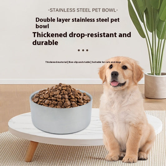 KFX-1017021 Double-Layer 304 Stainless Steel Pet Bowl in Multiple Colors for Cats
