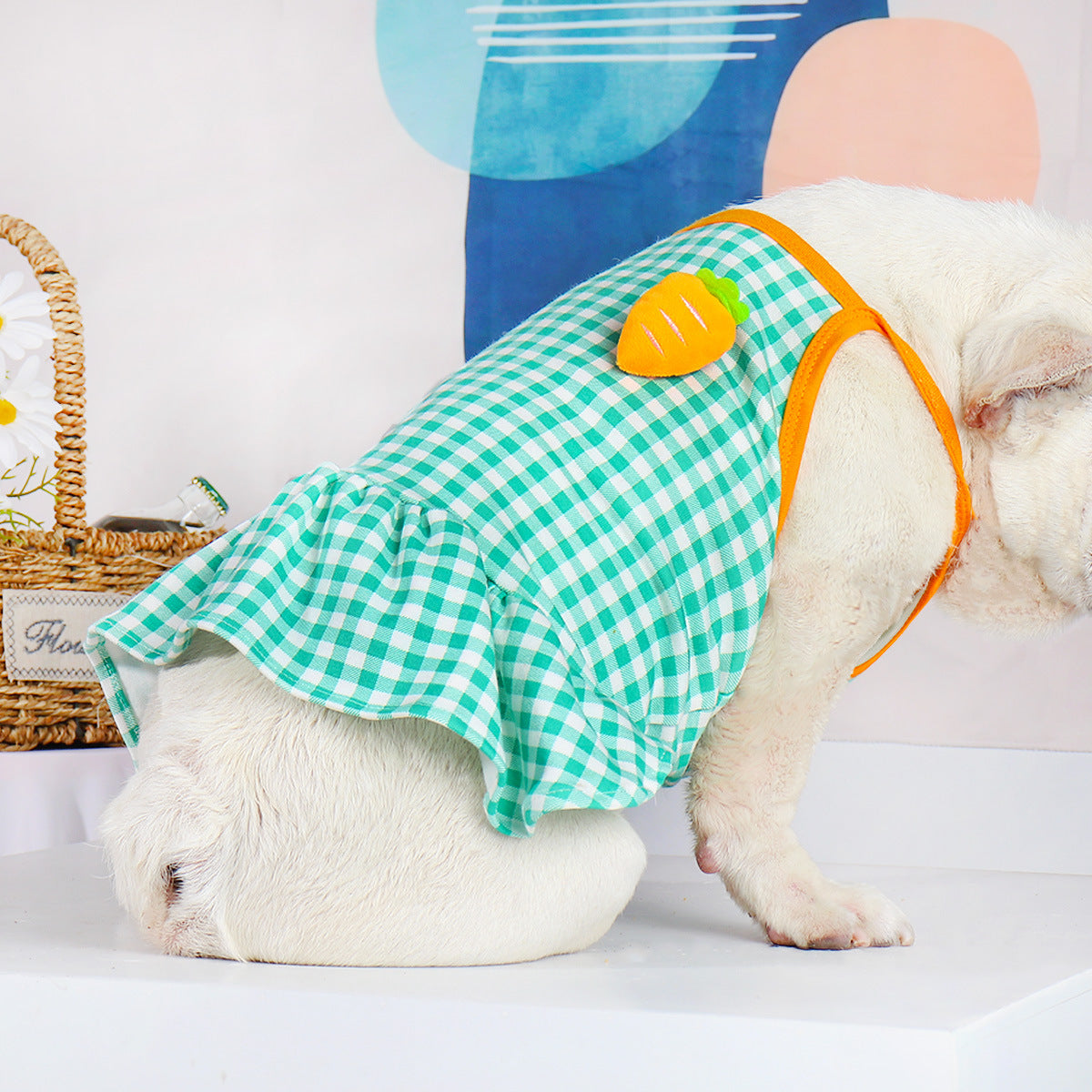 KFX-1017405 Summer Pet Dog Sling Skirt in Green - Cotton Princess Style for Comfortable Wear