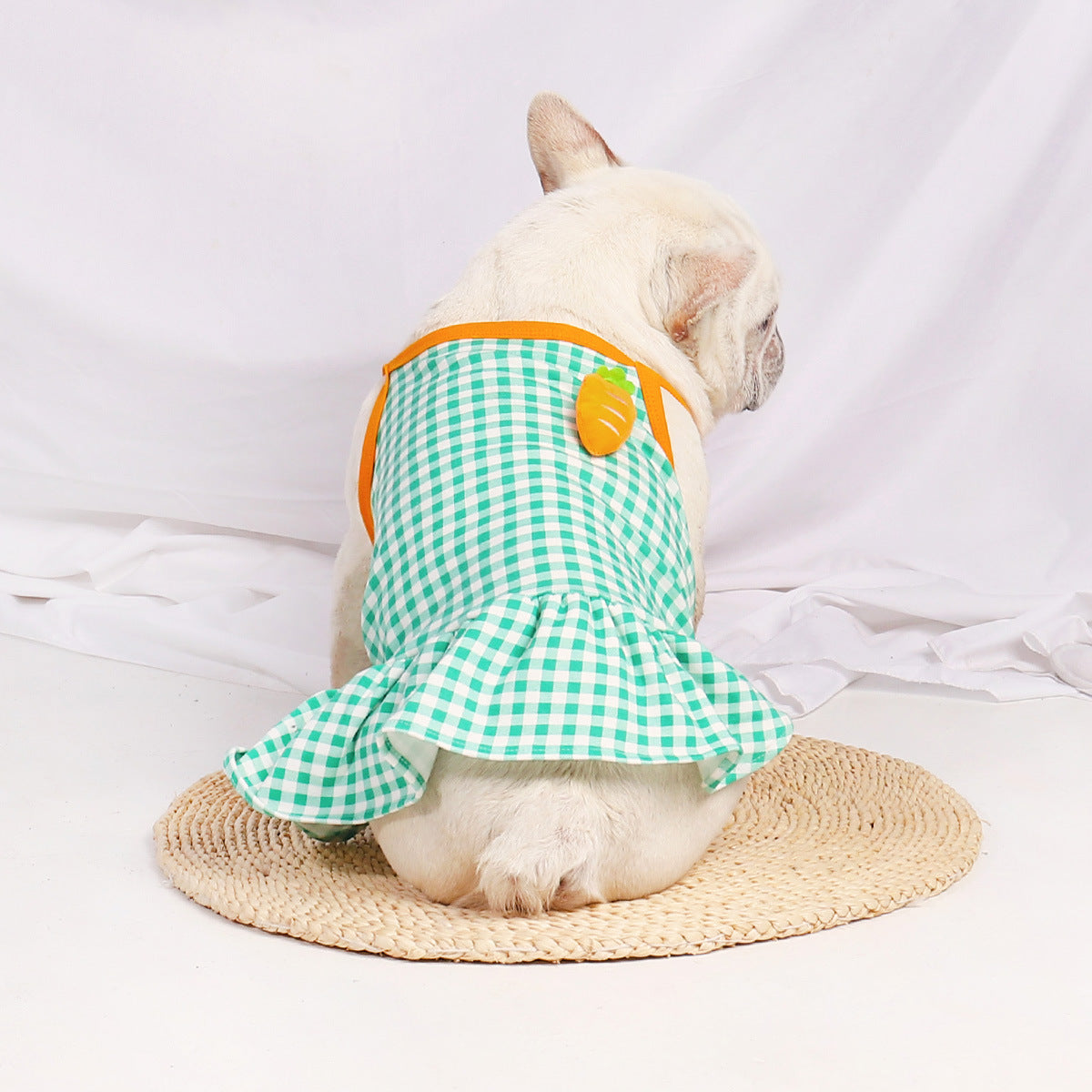 KFX-1017405 Summer Pet Dog Sling Skirt in Green - Cotton Princess Style for Comfortable Wear