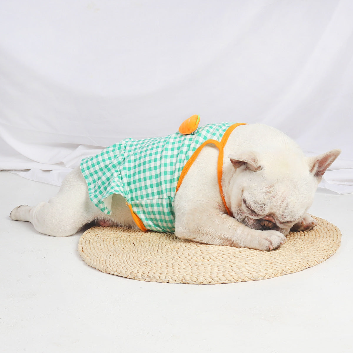 KFX-1017405 Summer Pet Dog Sling Skirt in Green - Cotton Princess Style for Comfortable Wear