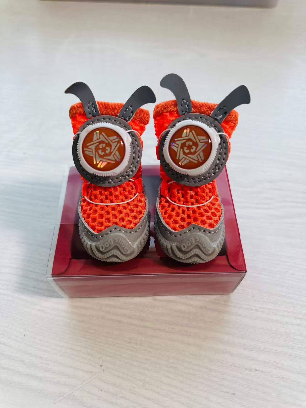 KFX-1017661 Breathable Mesh Pet Shoes for Small Dogs with Rotating Button - Multiple Colors Available