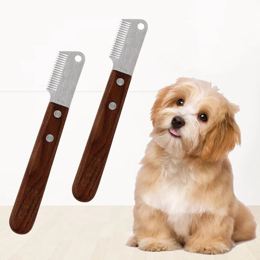 KFX-1022397 Dog Hair Removal Knife – Pet Grooming Tool with Wooden Handle