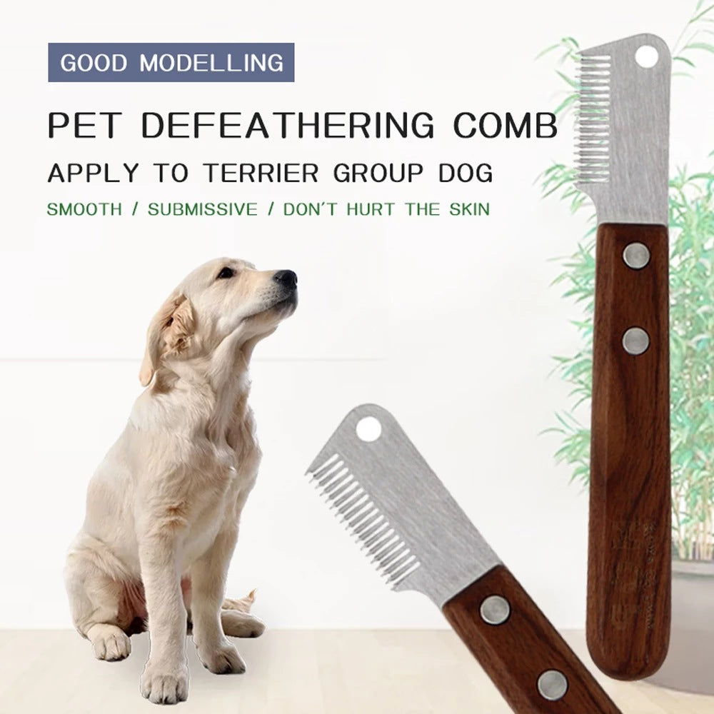 KFX-1022397 Dog Hair Removal Knife – Pet Grooming Tool with Wooden Handle