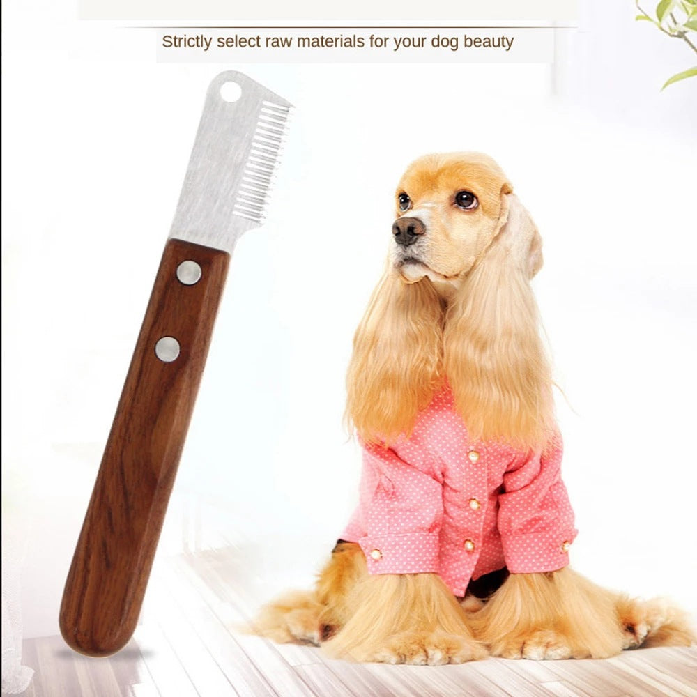 KFX-1022397 Dog Hair Removal Knife – Pet Grooming Tool with Wooden Handle