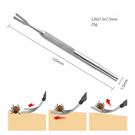 KFX-1022653 Professional Stainless Steel Tick Removal Tool for Cats and Dogs