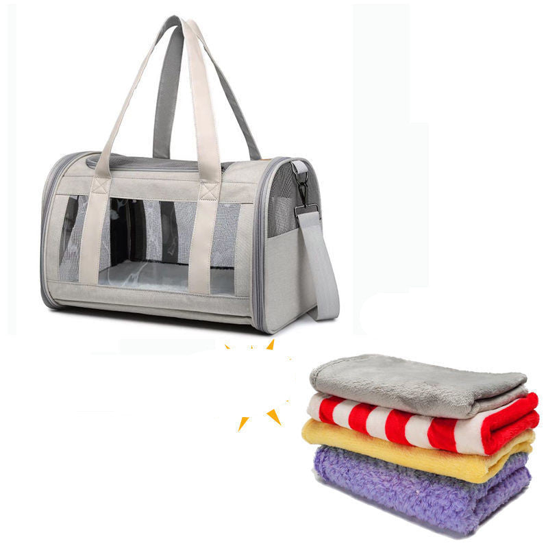 KFX-1023037 Portable Foldable Dog and Cat Backpack with Large Capacity and Optional Blanket or Mat
