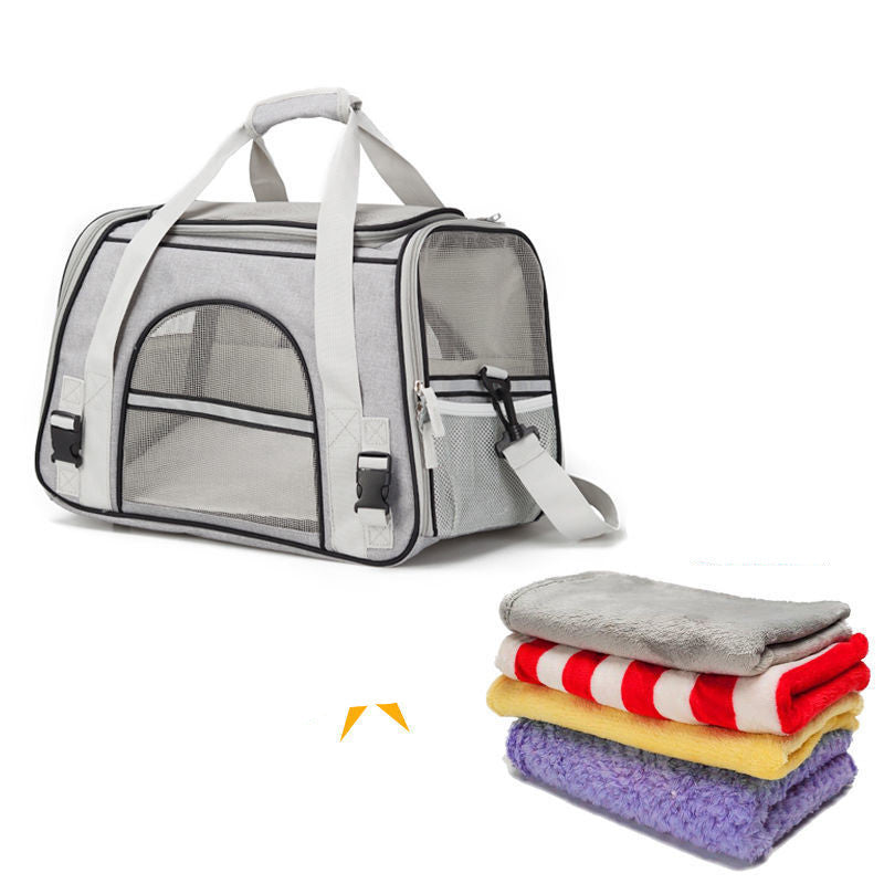 KFX-1023037 Portable Foldable Dog and Cat Backpack with Large Capacity and Optional Blanket or Mat