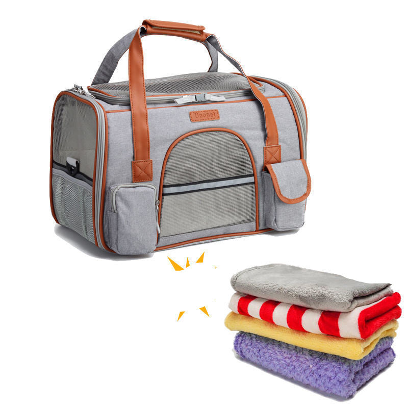 KFX-1023037 Portable Foldable Dog and Cat Backpack with Large Capacity and Optional Blanket or Mat