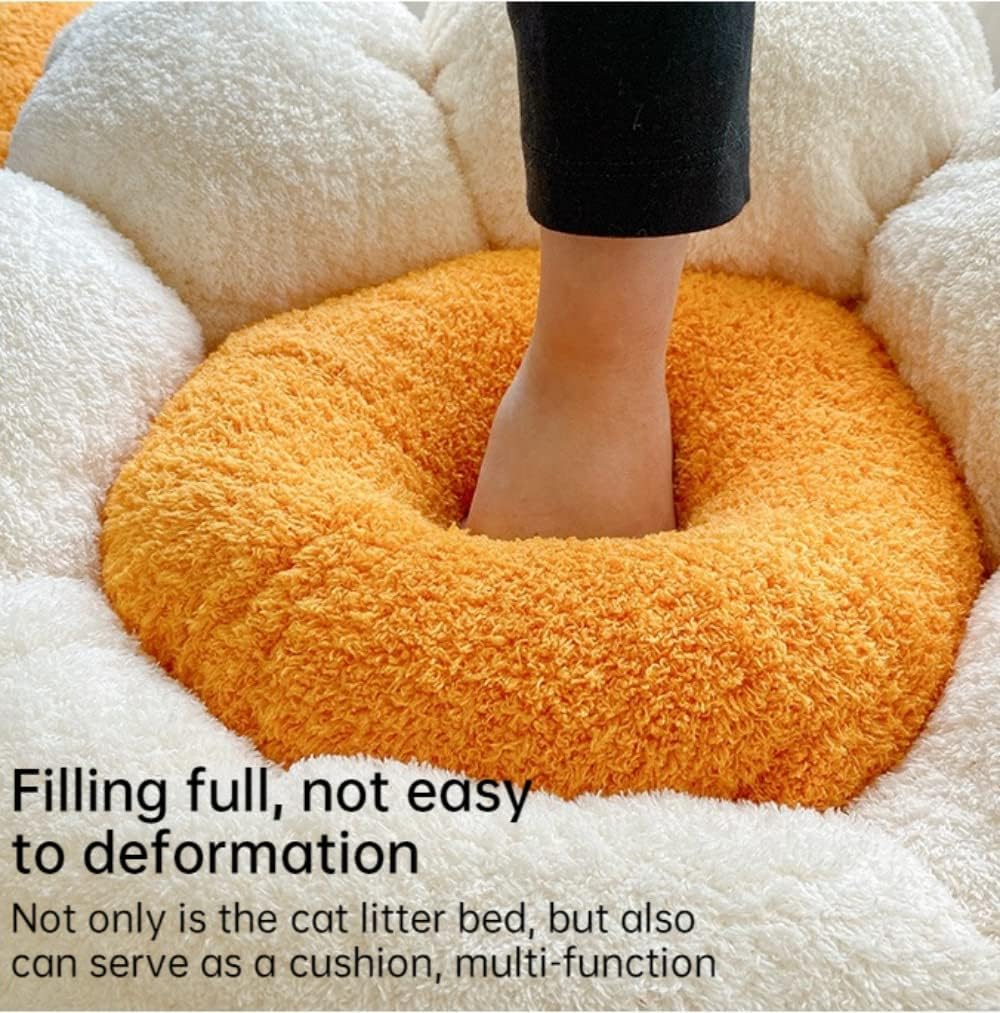 KFX-1024061 Flower-Shaped Soft Cat and Dog Nest Bed, Non-Slip Comfortable Cushion for Small Pets