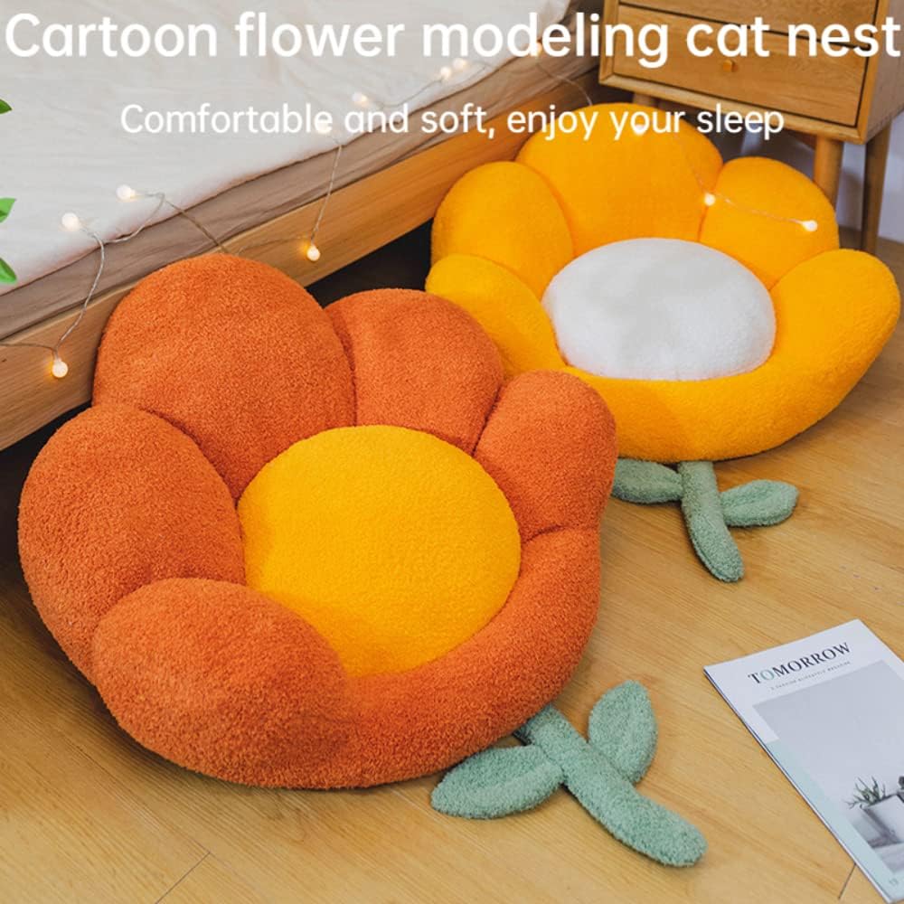 KFX-1024061 Flower-Shaped Soft Cat and Dog Nest Bed, Non-Slip Comfortable Cushion for Small Pets