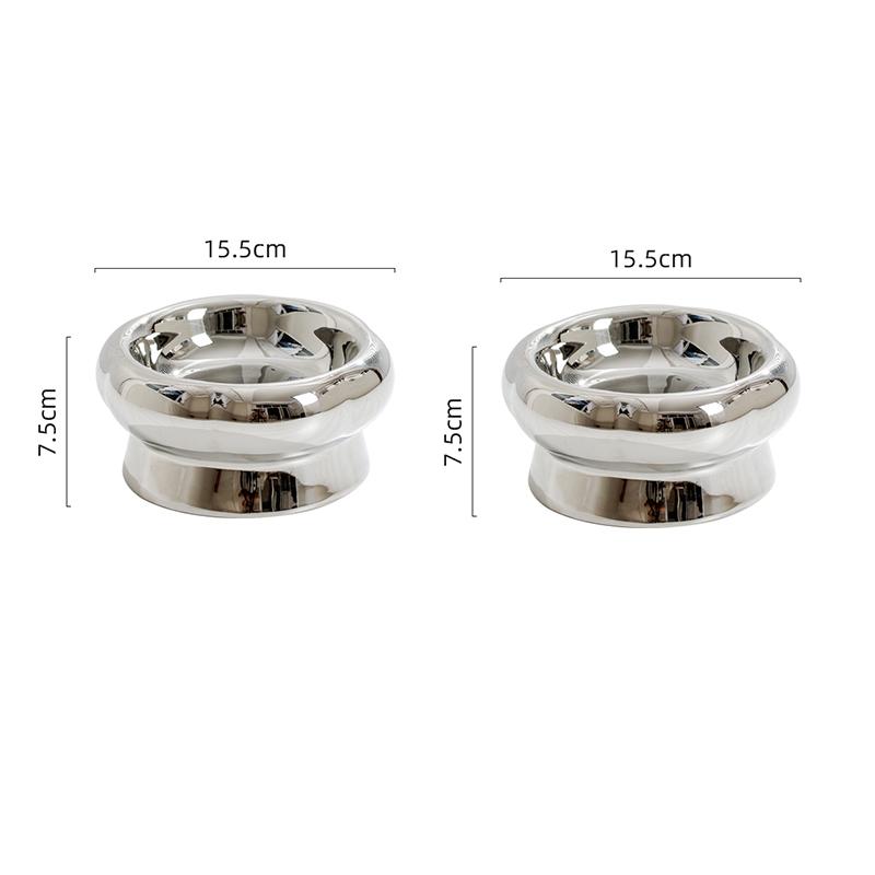 KFX-1026749 Tip-Proof Electroplated Ceramic Cat Bowl for Stable Feeding
