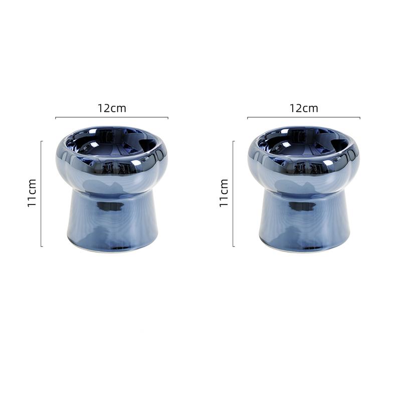KFX-1026749 Tip-Proof Electroplated Ceramic Cat Bowl for Stable Feeding