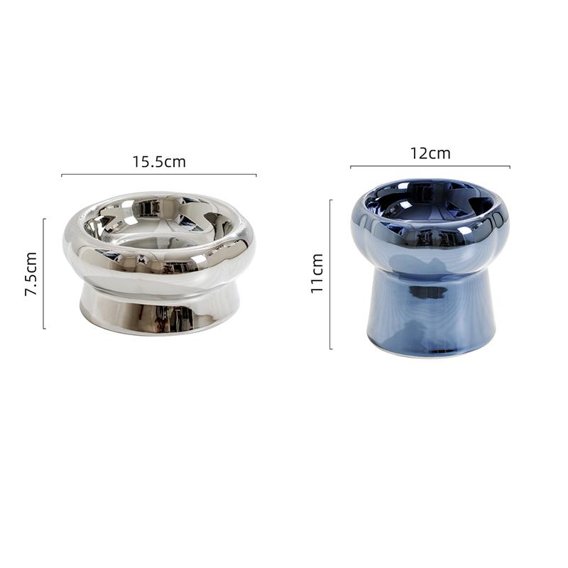 KFX-1026749 Tip-Proof Electroplated Ceramic Cat Bowl for Stable Feeding