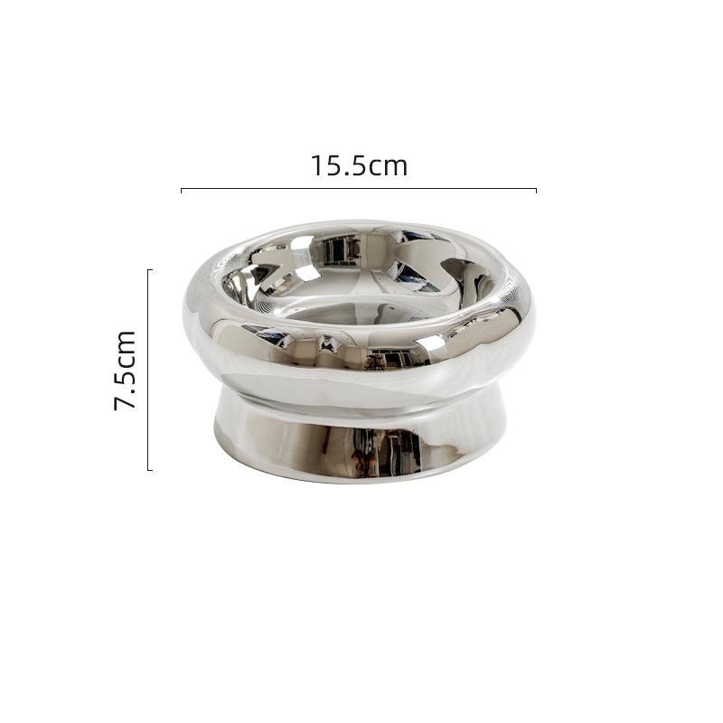 KFX-1026749 Tip-Proof Electroplated Ceramic Cat Bowl for Stable Feeding