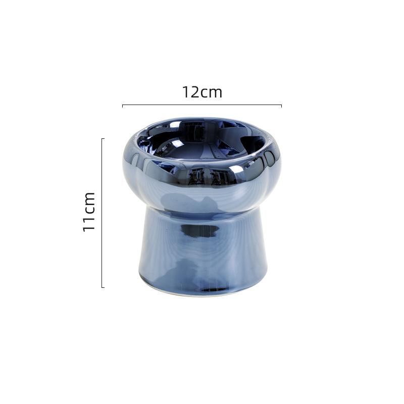 KFX-1026749 Tip-Proof Electroplated Ceramic Cat Bowl for Stable Feeding