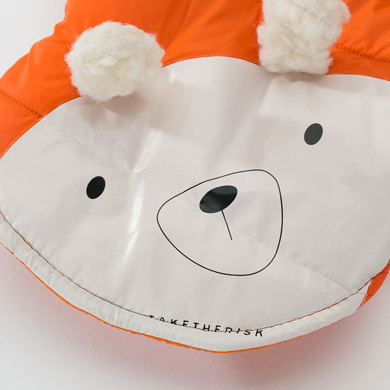 KFX-1027133 Two-Legged Thick Cotton Padded Jacket in Orange Bear Design for Small Pets