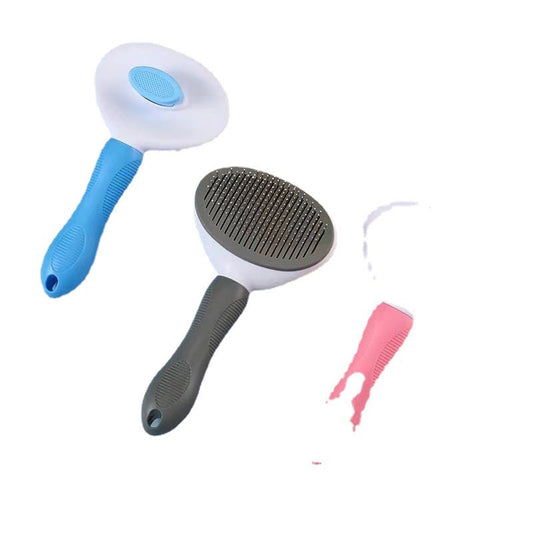 KFX-1028157 Pet Comb for Easy Hair Removal - Stainless Steel and ABS Design, Available in Sky Blue, Princess Powder, Gray, and White