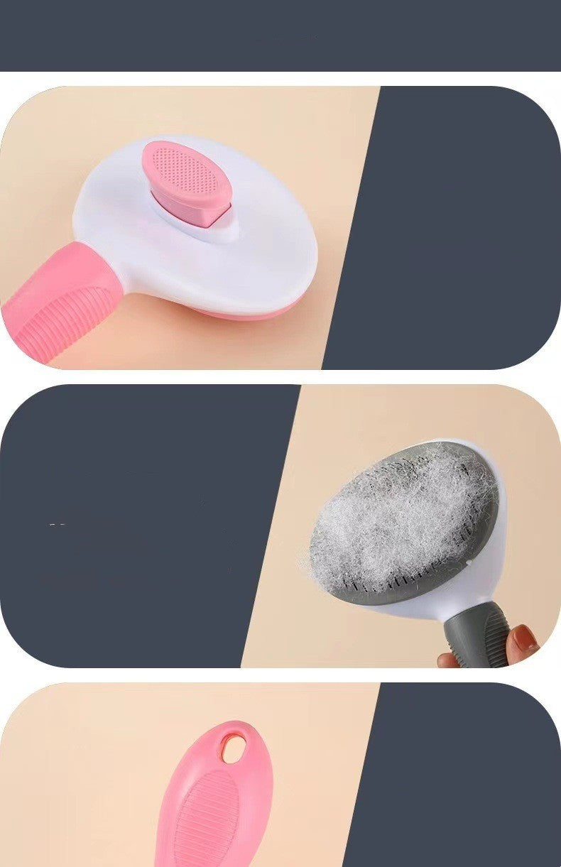 KFX-1028157 Pet Comb for Easy Hair Removal - Stainless Steel and ABS Design, Available in Sky Blue, Princess Powder, Gray, and White
