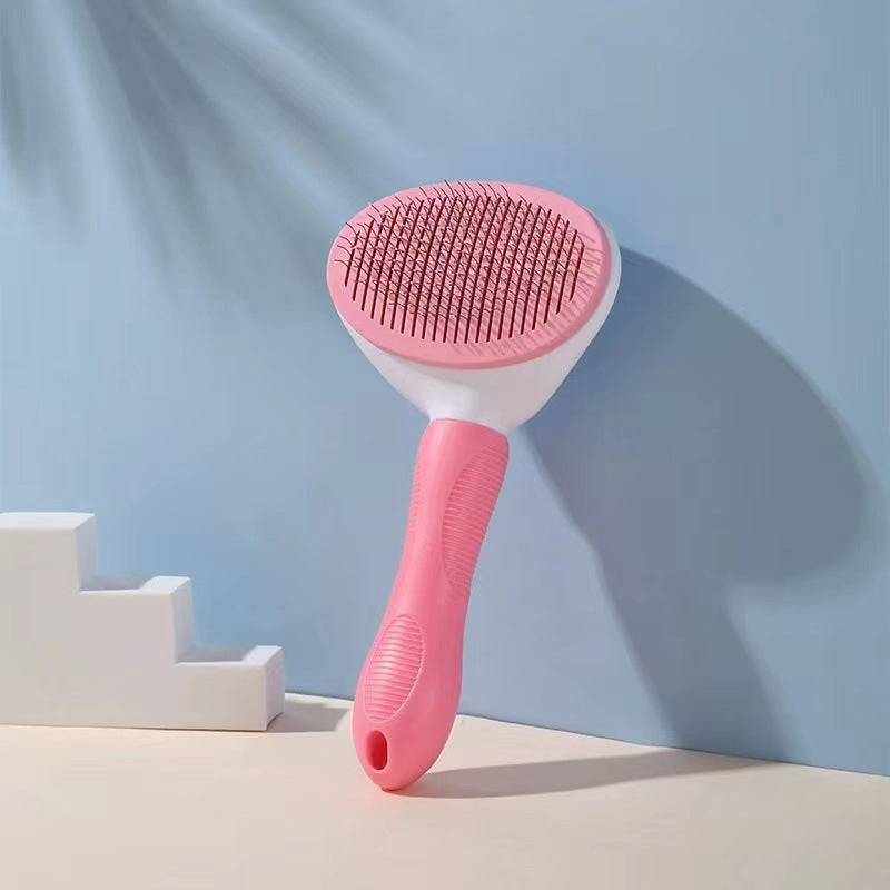 KFX-1028157 Pet Comb for Easy Hair Removal - Stainless Steel and ABS Design, Available in Sky Blue, Princess Powder, Gray, and White