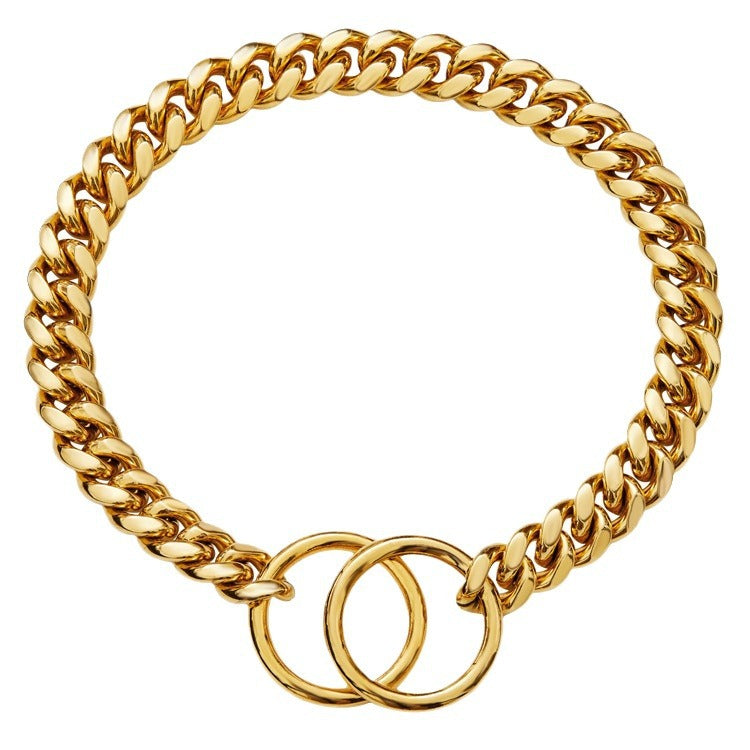 KFX-1028541 Stainless Steel Double Ring Dog Chain for All Seasons - Titanium Steel, Various Sizes Available