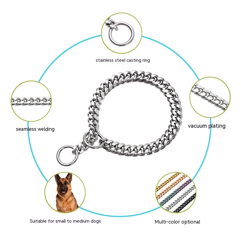 KFX-1028541 Stainless Steel Double Ring Dog Chain for All Seasons - Titanium Steel, Various Sizes Available