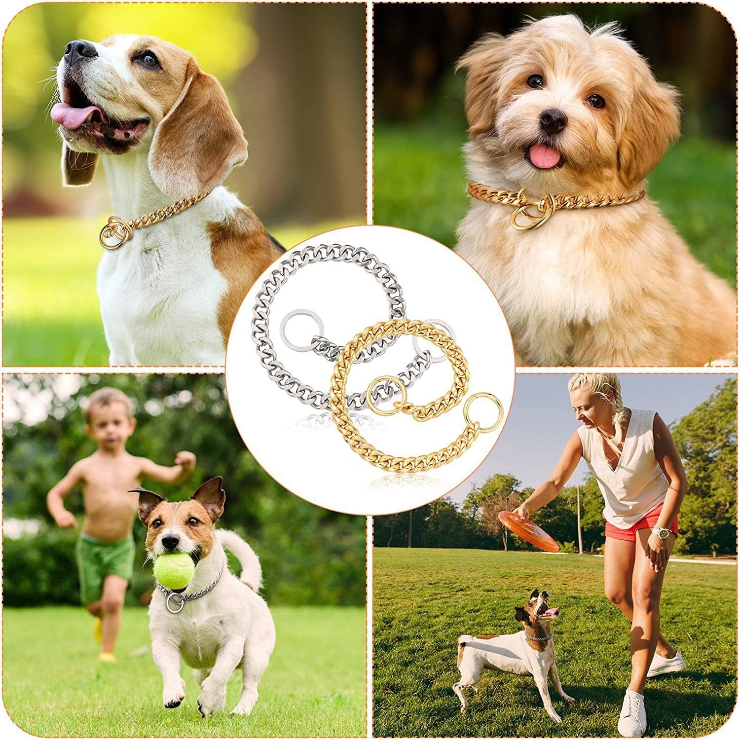 KFX-1028541 Stainless Steel Double Ring Dog Chain for All Seasons - Titanium Steel, Various Sizes Available