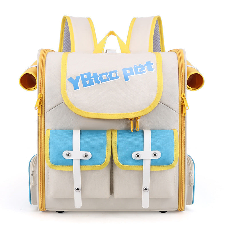 KFX-1028797 Portable Striped Pet Backpack - Breathable Oxford Design for Pets Up to 7.5 kg