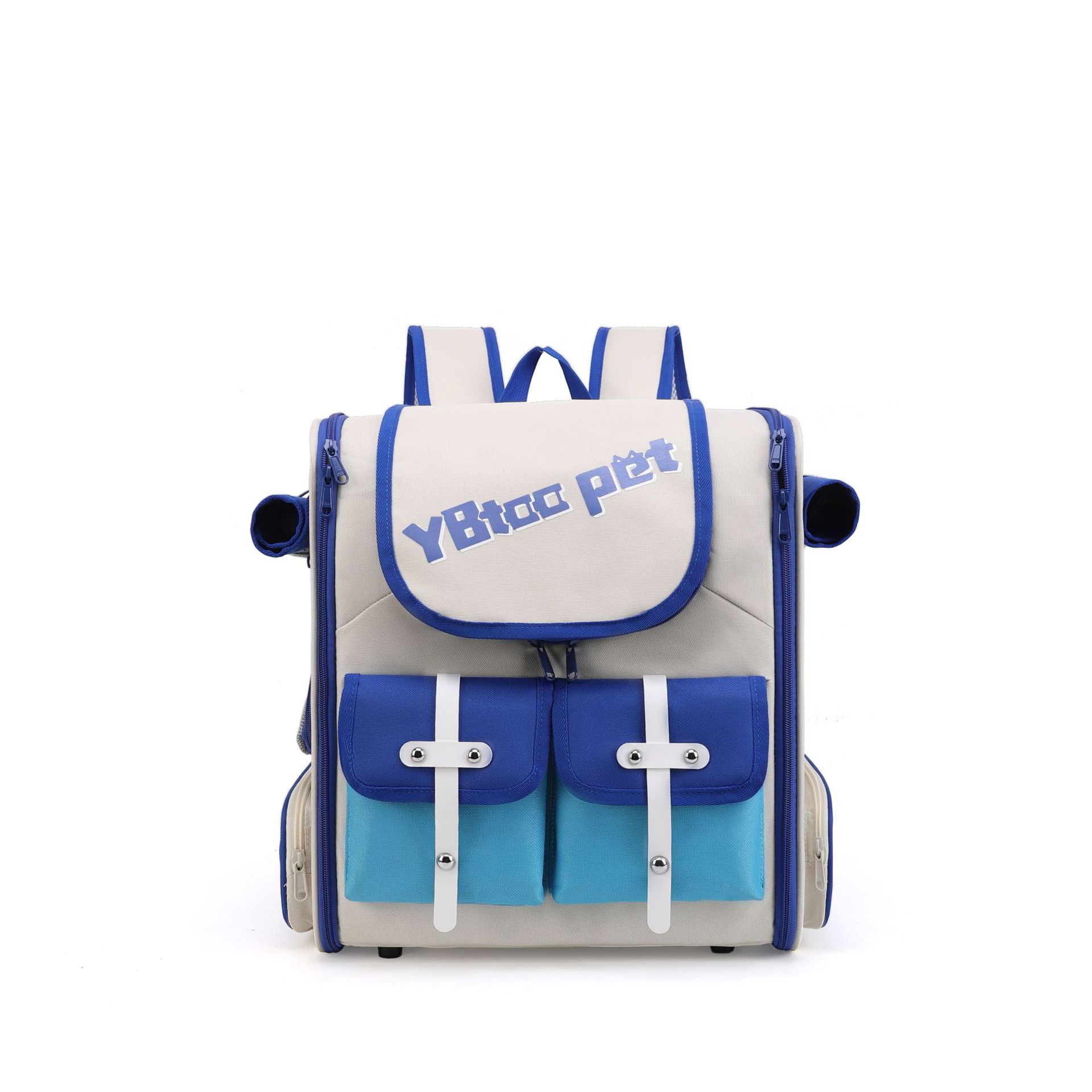 KFX-1028797 Portable Striped Pet Backpack - Breathable Oxford Design for Pets Up to 7.5 kg