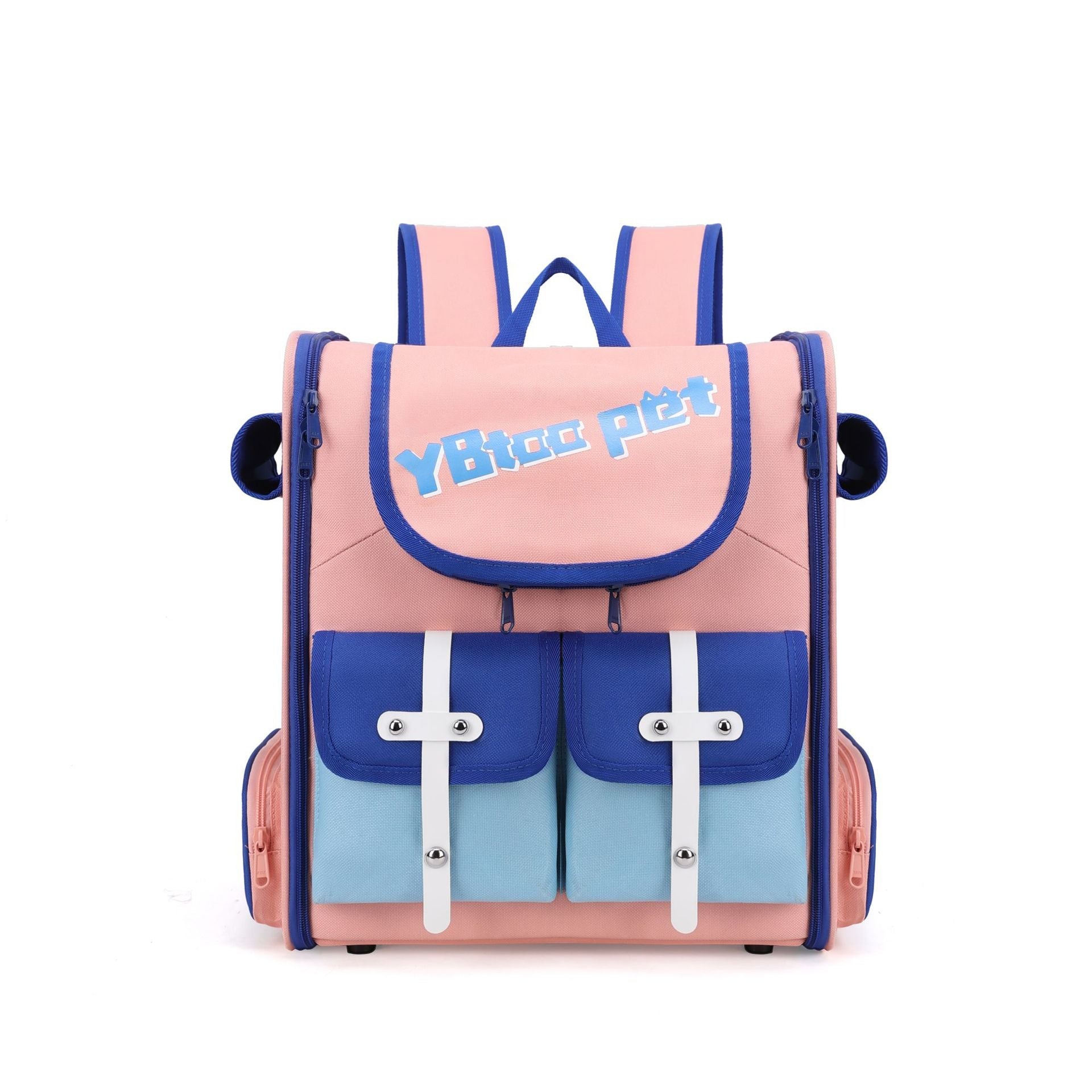 KFX-1028797 Portable Striped Pet Backpack - Breathable Oxford Design for Pets Up to 7.5 kg