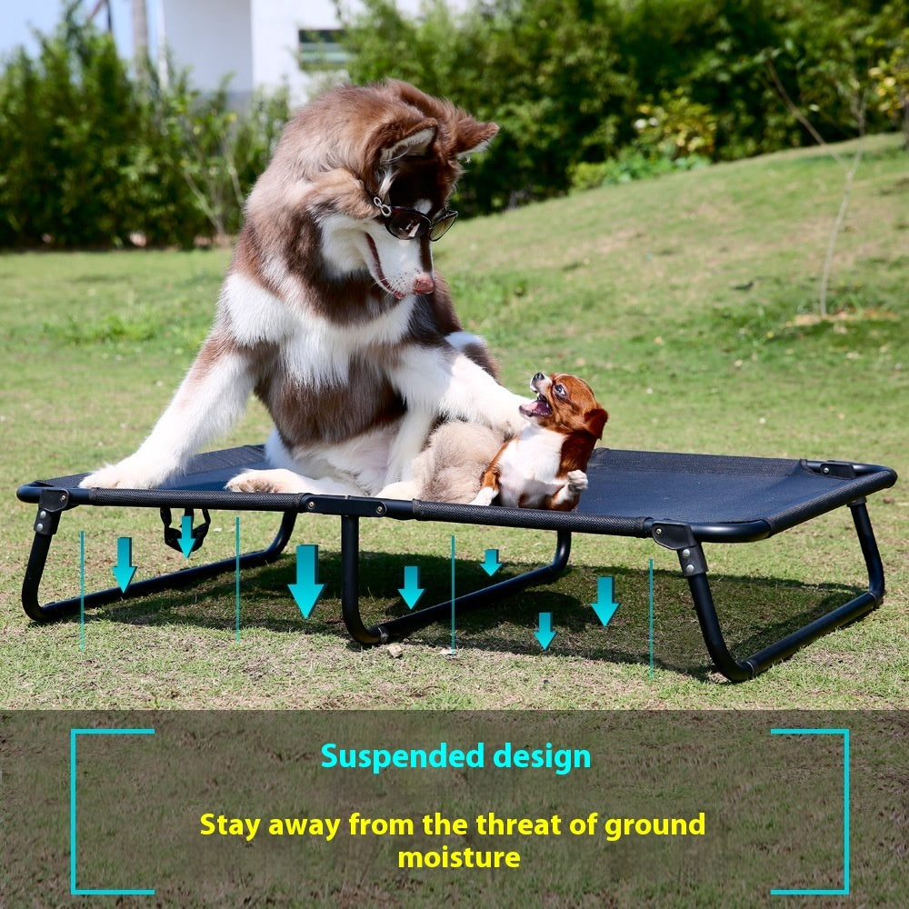KFX-1030973 Portable Dog Iron Frame Mesh Camp Bed with Mattress - Available in Four Sizes