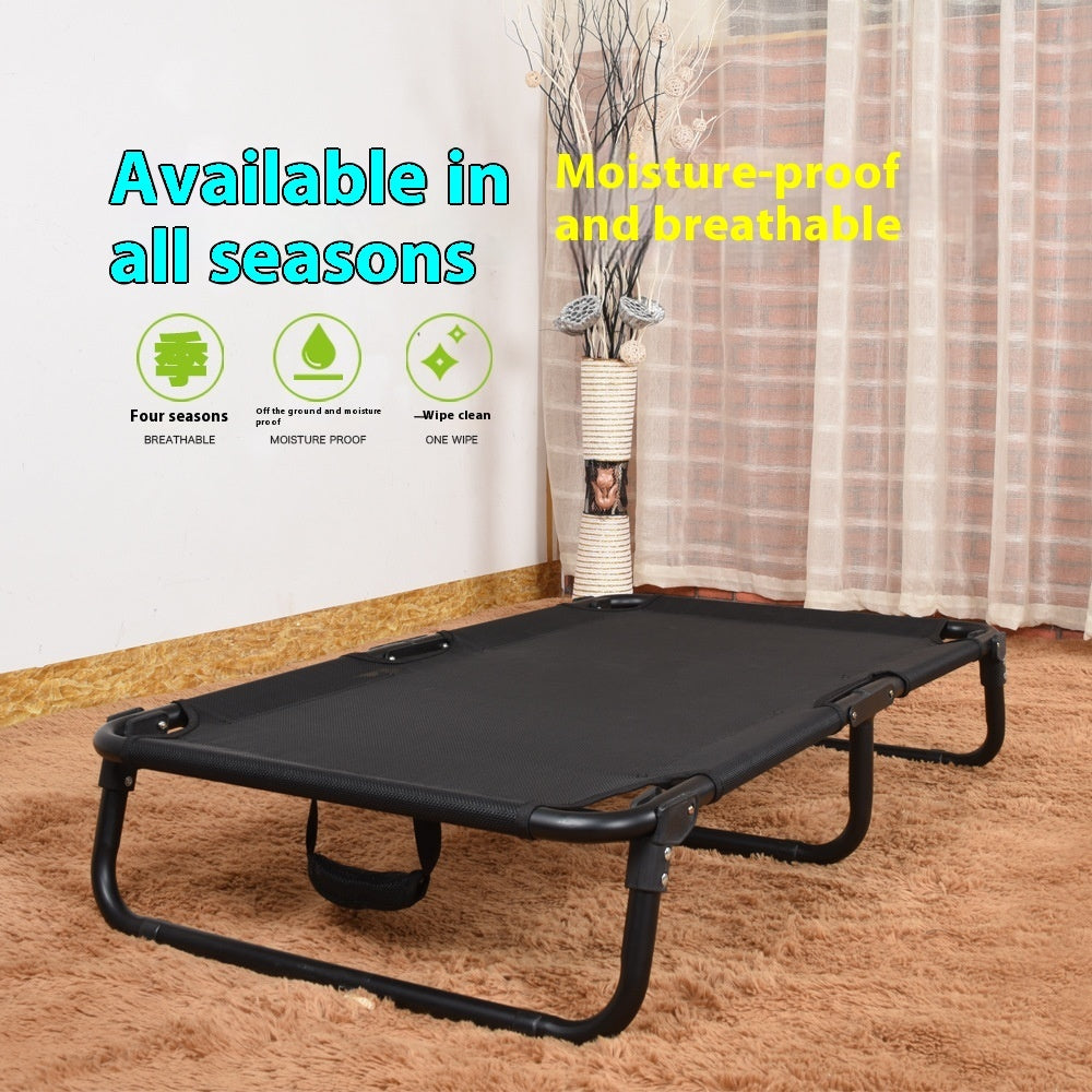 KFX-1030973 Portable Dog Iron Frame Mesh Camp Bed with Mattress - Available in Four Sizes
