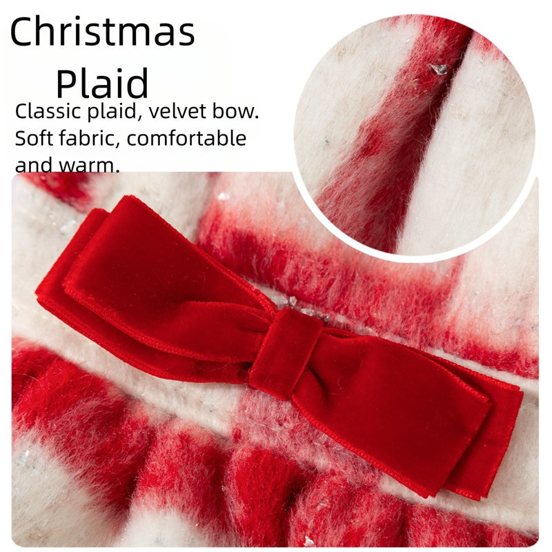 KFX-1036861 Festive Red & White Plaid Pet Dress and Hoodie Set for Small Dogs and Cats
