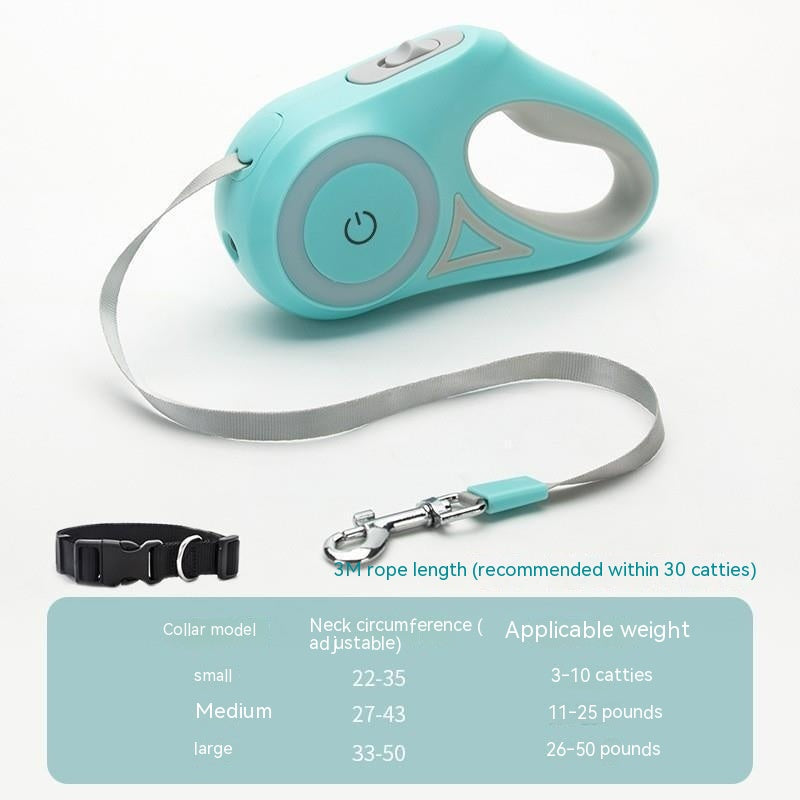 KFX-1037885 Retractable Pet Leash with Light - 3M & 5M ABS Nylon Rope for Outings
