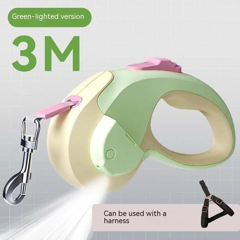 KFX-1037885 Retractable Pet Leash with Light - 3M & 5M ABS Nylon Rope for Outings