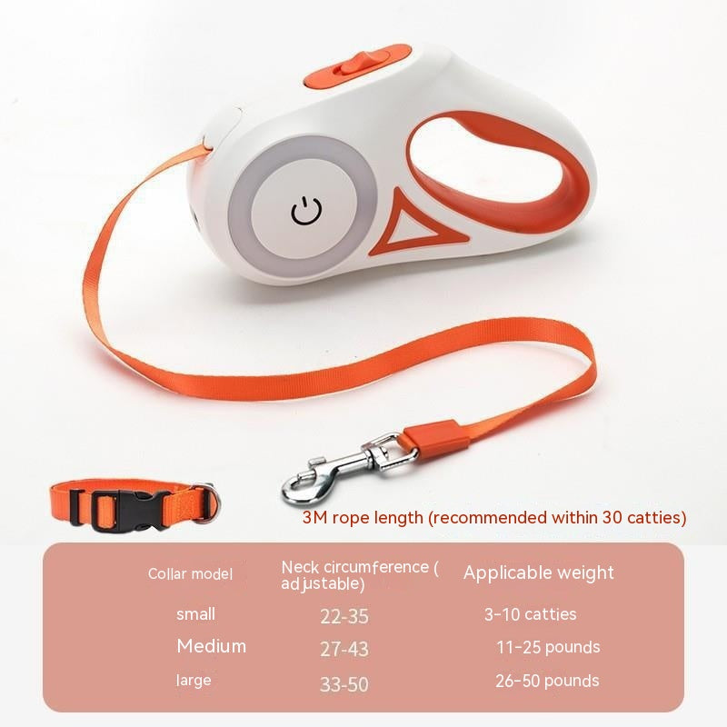 KFX-1037885 Retractable Pet Leash with Light - 3M & 5M ABS Nylon Rope for Outings
