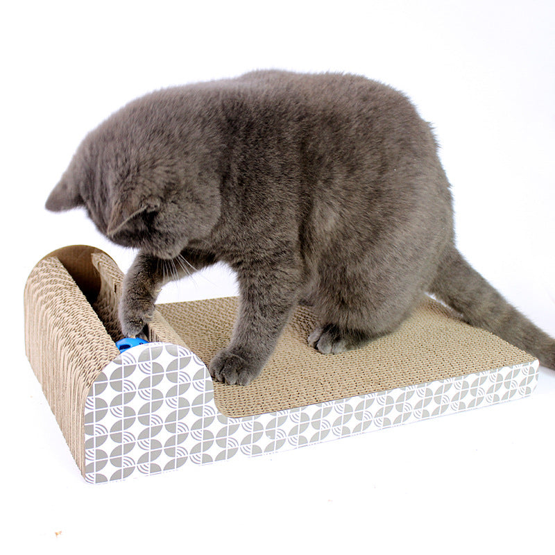 KFX-1038269 Square Cat Scratching Board with Ball - Corrugated Paper Claw Grinder (45cm x 11.5cm x 24cm)