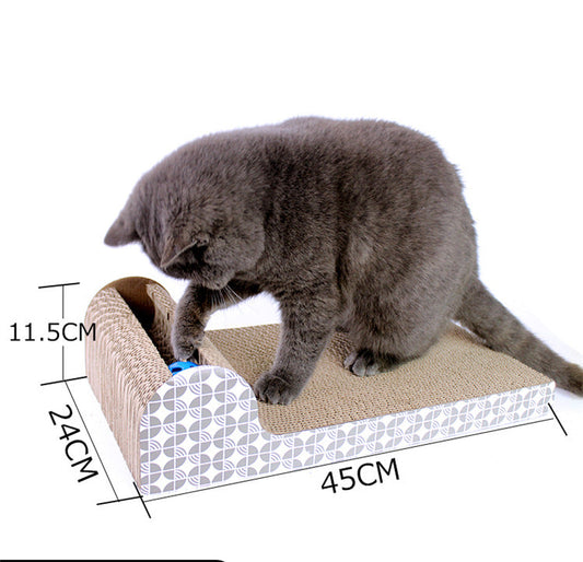 KFX-1038269 Square Cat Scratching Board with Ball - Corrugated Paper Claw Grinder (45cm x 11.5cm x 24cm)