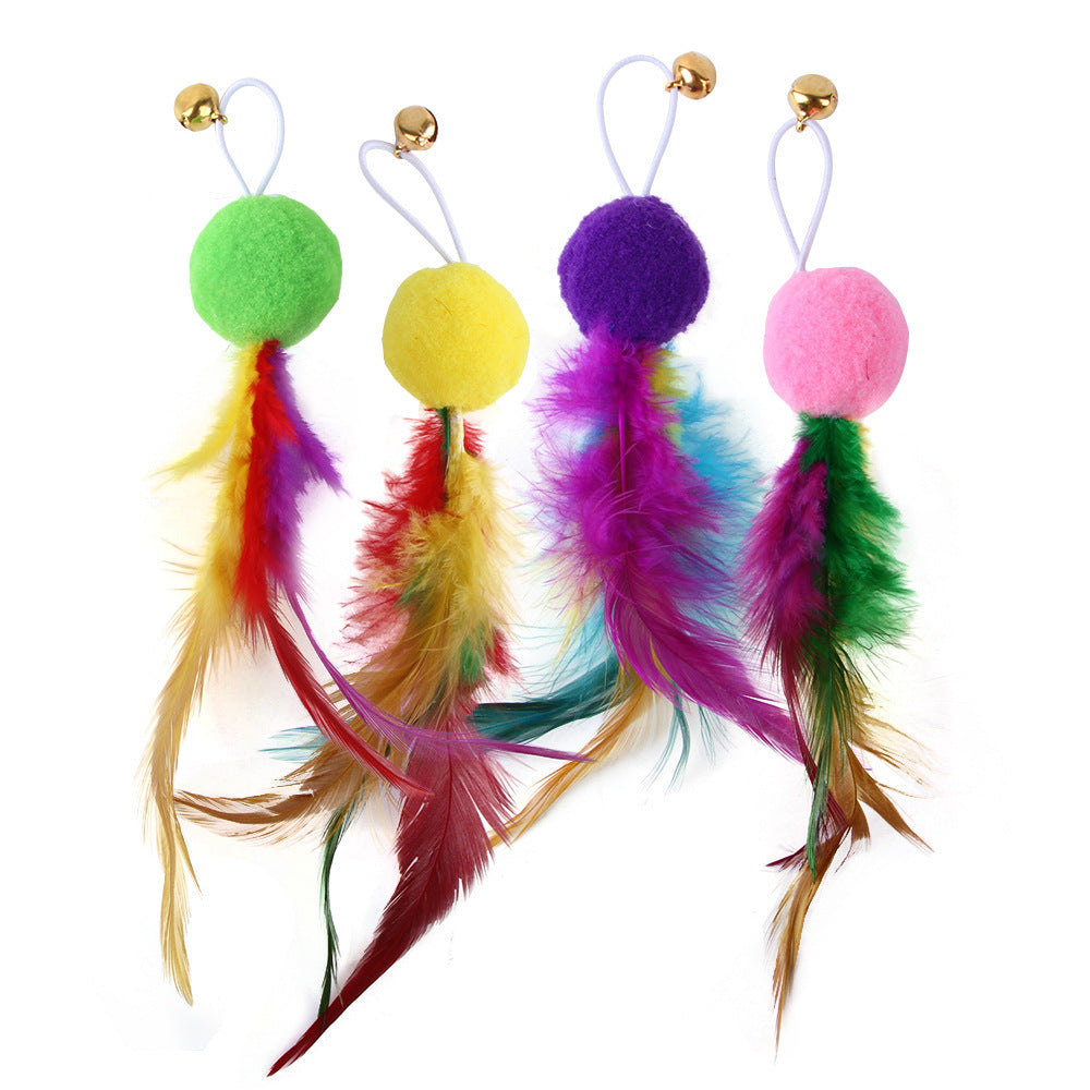 KFX-1038909 Colorful Feather Replacement Head for Cat Toy Fishing Rod - 12 Piece Set