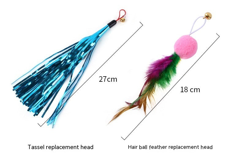 KFX-1038909 Colorful Feather Replacement Head for Cat Toy Fishing Rod - 12 Piece Set