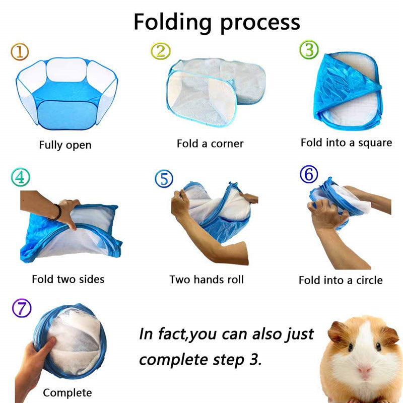 KFX-1039677 Folding Portable Playpen for Small Animals - Breathable Mesh Pet Tent for Indoor & Outdoor Use