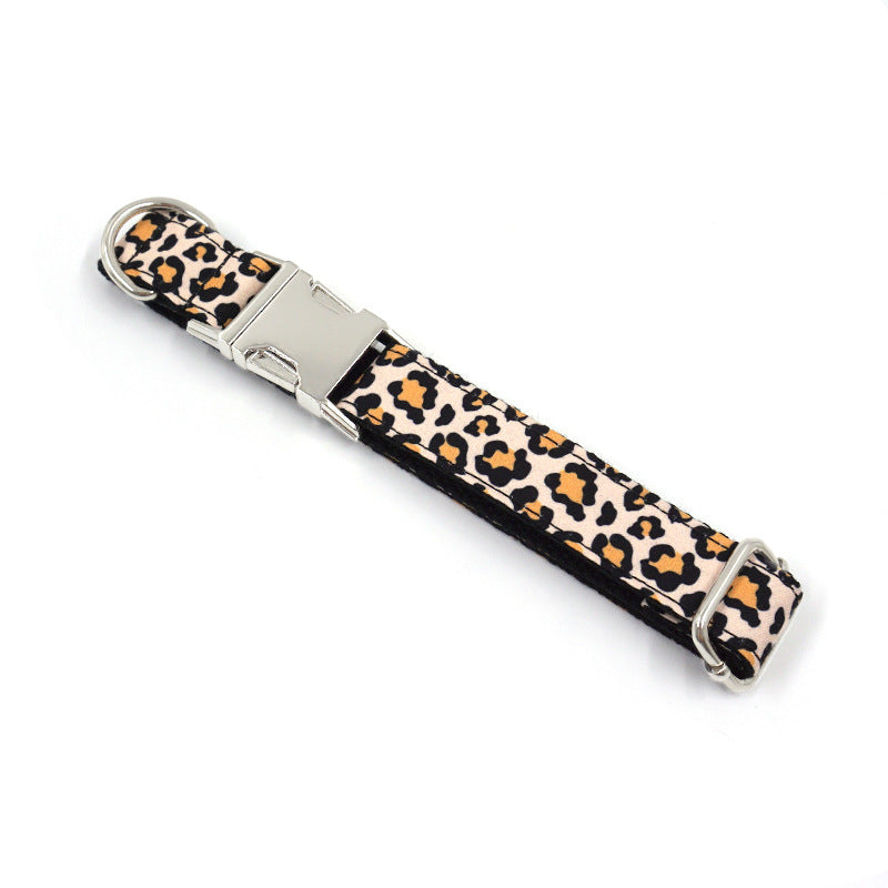 KFX-1040061 Leopard Print Polyester Dog Collar - Fashionable and Simple Pet Accessory