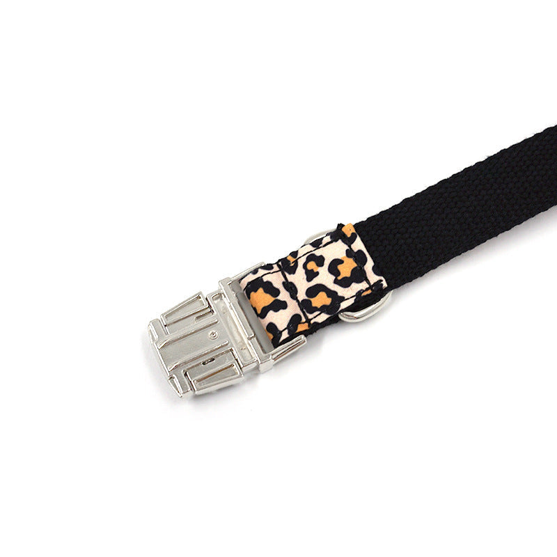 KFX-1040061 Leopard Print Polyester Dog Collar - Fashionable and Simple Pet Accessory