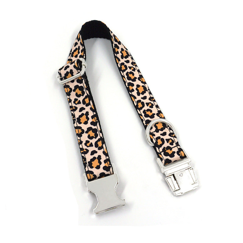 KFX-1040061 Leopard Print Polyester Dog Collar - Fashionable and Simple Pet Accessory