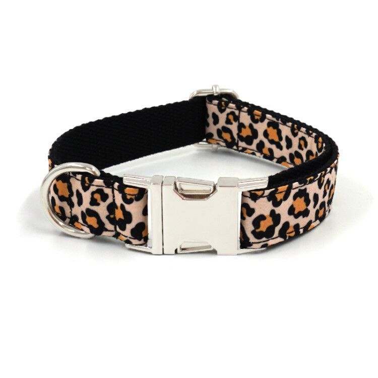 KFX-1040061 Leopard Print Polyester Dog Collar - Fashionable and Simple Pet Accessory