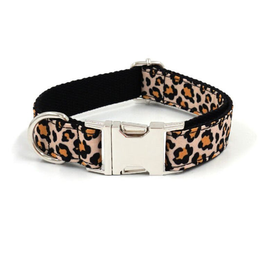 KFX-1040061 Leopard Print Polyester Dog Collar - Fashionable and Simple Pet Accessory