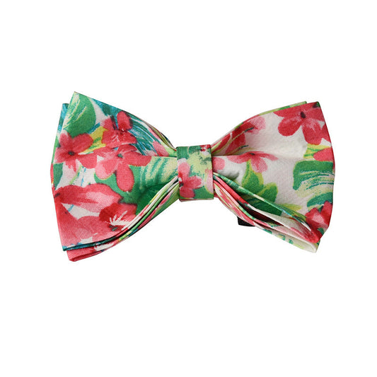 KFX-1040317 Red Floral Print Dog Leash and Collar Set with Bow Tie