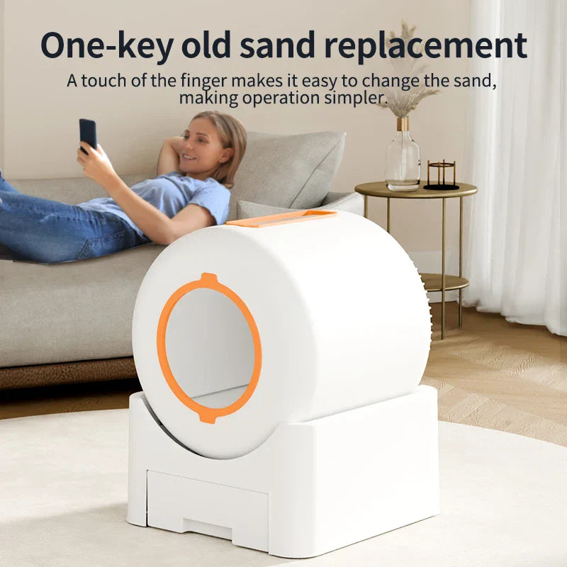 KFX-104147 Smart Self-Cleaning Cat Litter Box with Odor Control, 64L Capacity, APP-Controlled, Quiet Operation